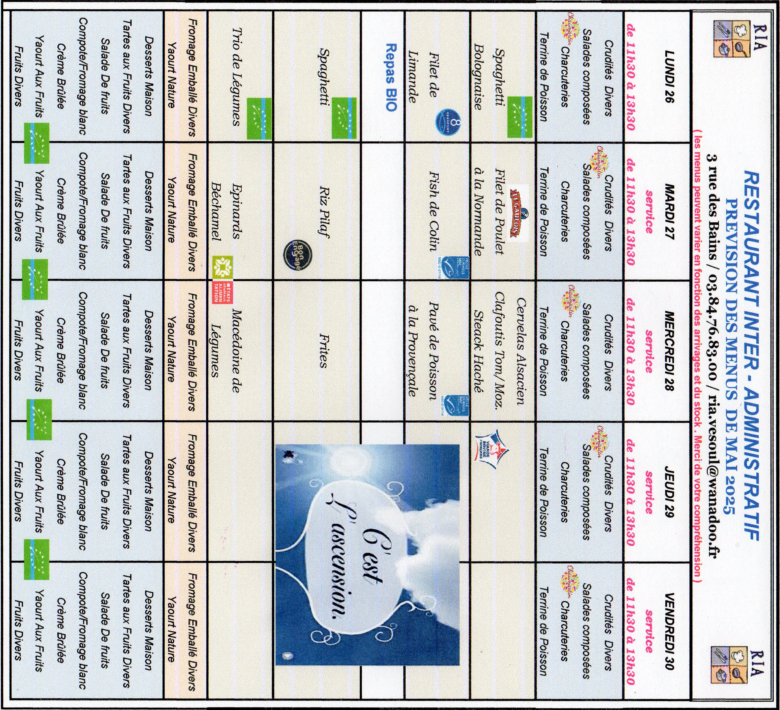 Menus Mai 4